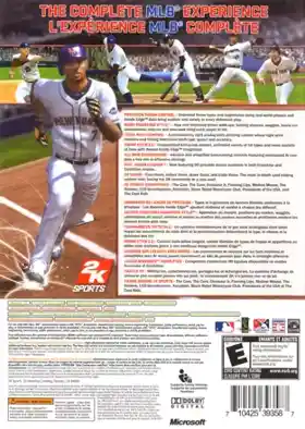 Major League Baseball 2K8 (USA) box cover back